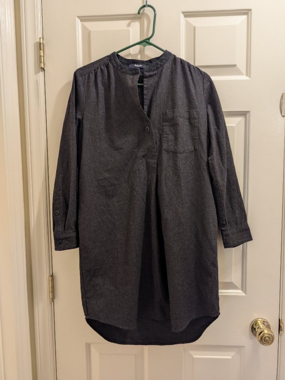 Madewell Charcoal Grey Wool Blend Flannel Latitude Shirt Dress